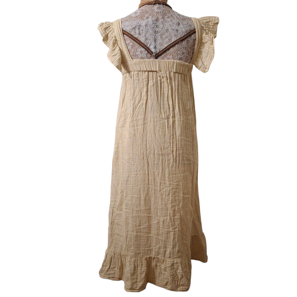 Miou Muse yellow Striped Ruffle Sleeve Dress with Pockets size S - Picture 5 of 8